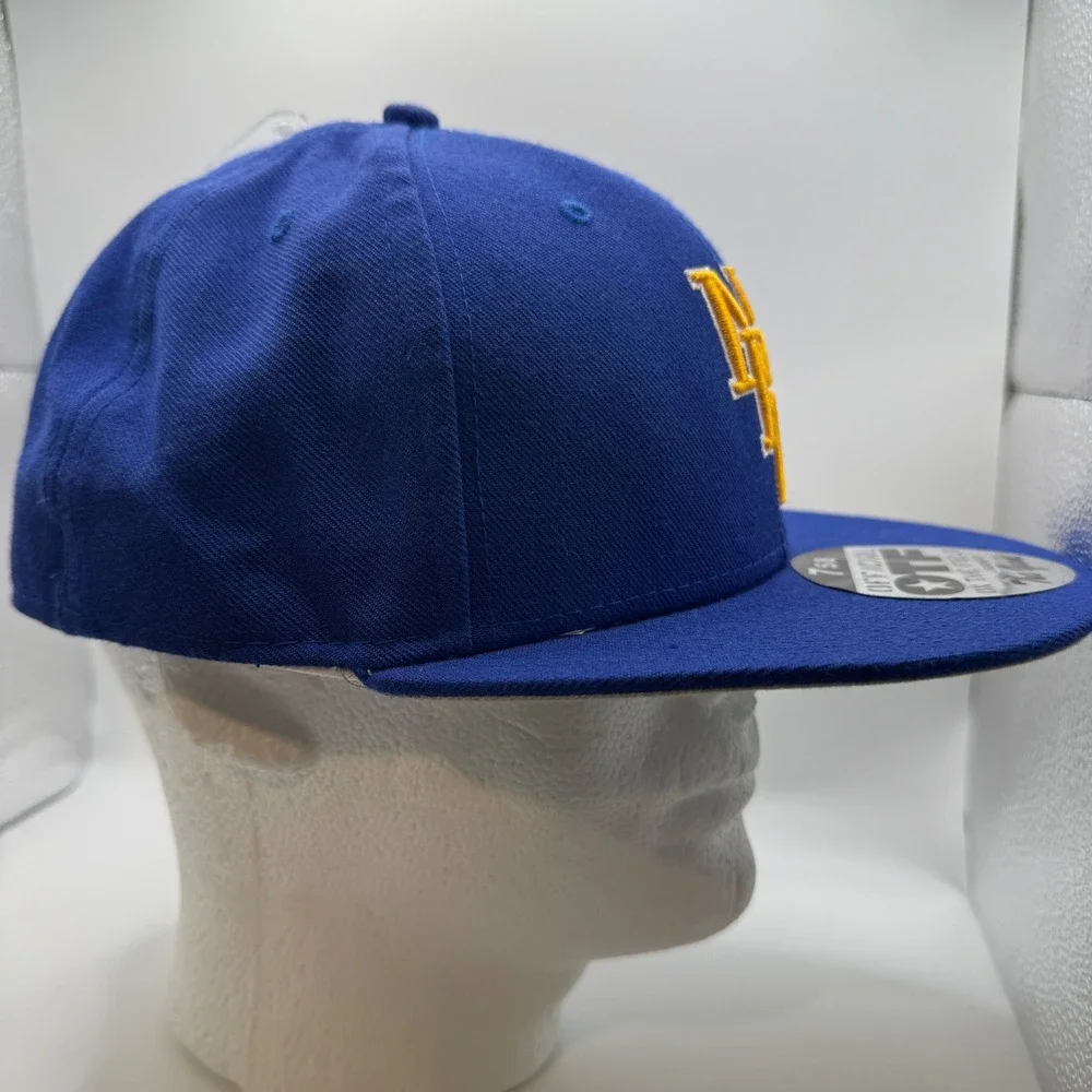 The Game 7 5/8 Fitted Hat Mens Blue NC Embroidered Flat Bill GP300 Cap